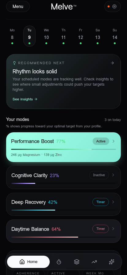 Melve companion app home screen