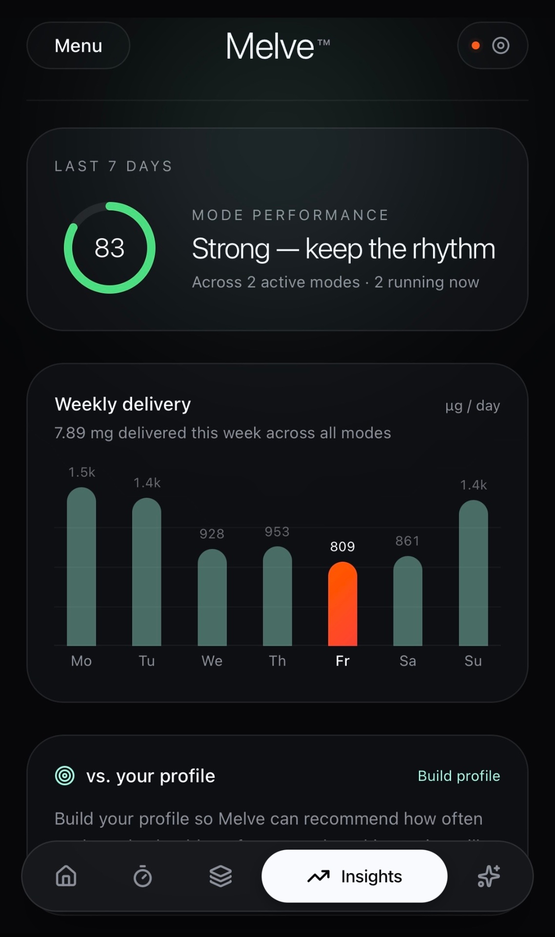 Home — five modes, live progress